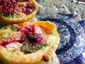 Beetroot and chard quiches